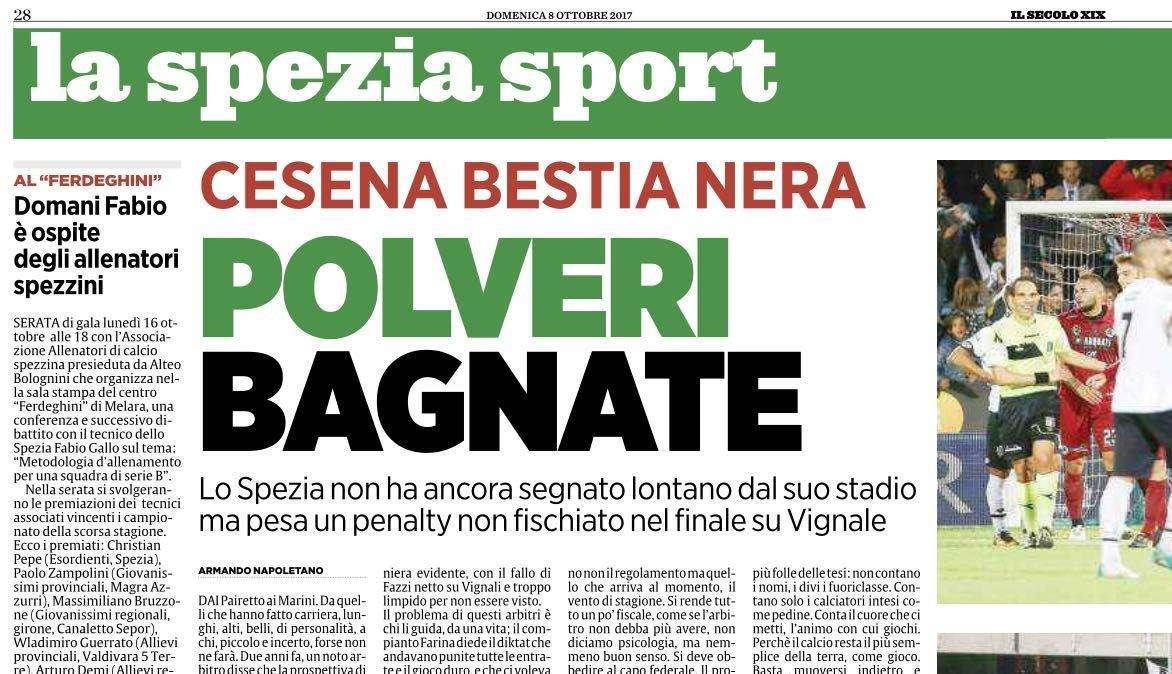 Secolo XIX: "Cesena, sembrano scarsi ma vincono. Marini, meglio Valeria di Valerio"
