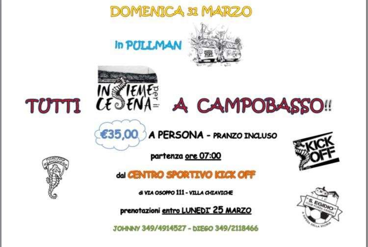 Verso Campobasso: tutte le info per la prossima trasferta