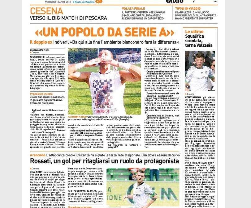L’ex Indiveri: "Partita da pareggio" - Il Resto del Carlino