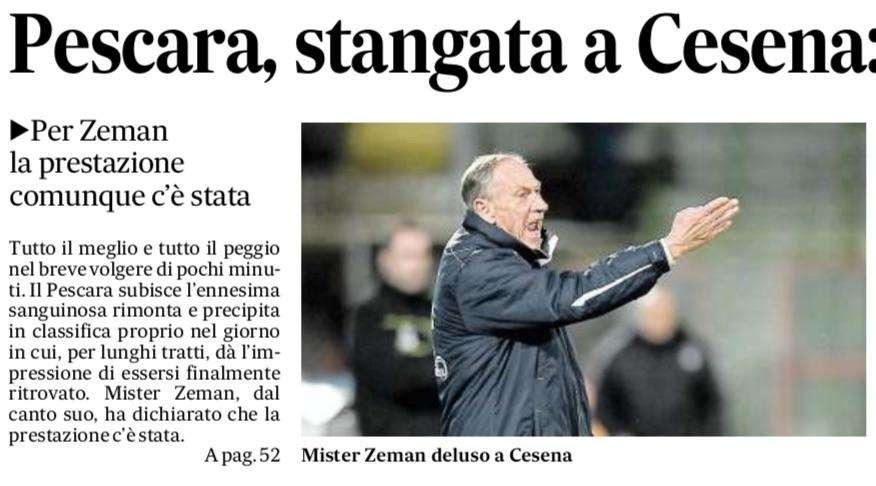 Il Messaggero: "Pescara, stangata a Cesena"