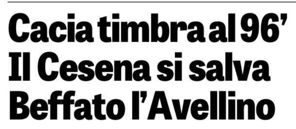 La Gazzetta: "Cacia timbra al 96', Avellino beffato"