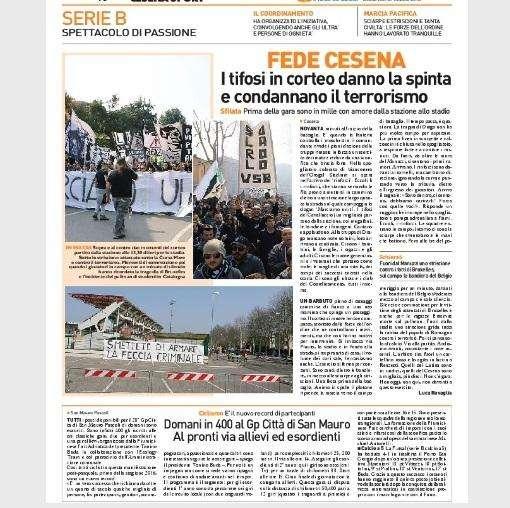 Tifosi in corteo e condanna al terrorismo. Il Resto del Carlino