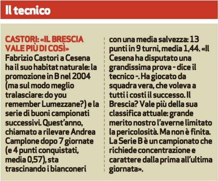 Brescia Oggi: Castori, "do you remember Lumezzane?"