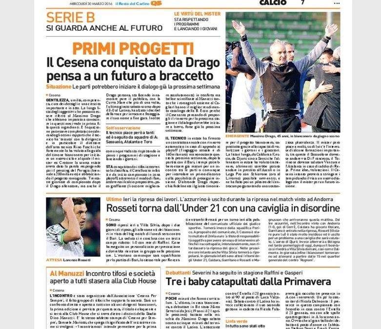 Il Cesena sta pensando a rinnovare con Drago - Il Resto del Carlino