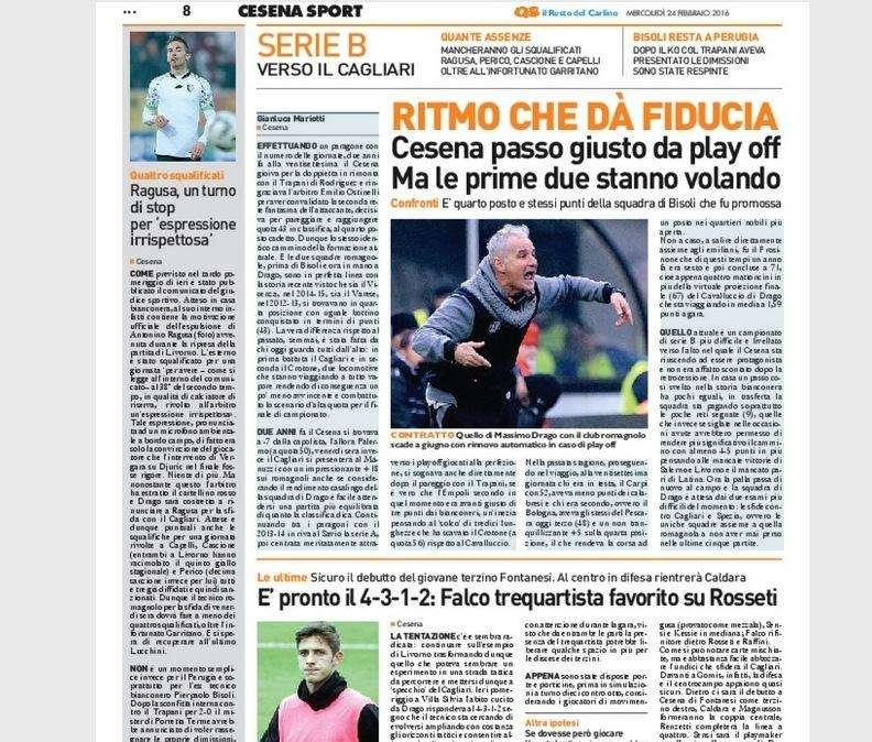 Cesena passo da play off, ma le prime due volano – Il Resto del Carlino