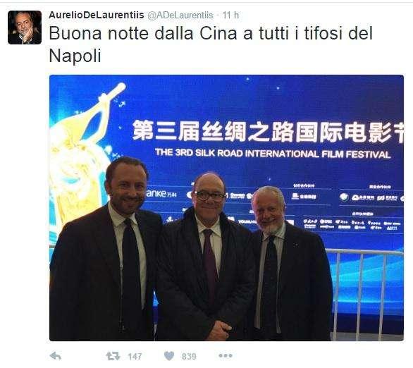 Napoli, De Laurentiis alla conquista della Cina: continua l'internazionalizzazione