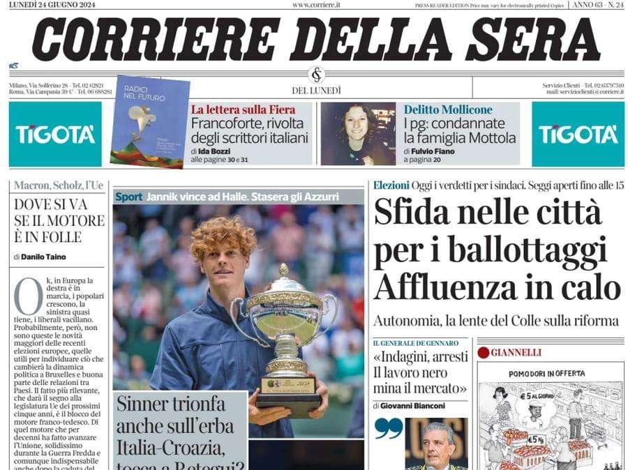 Corsera - Sinner trionfa anche sull’erba. Italia-Croazia, tocca a Retegui?