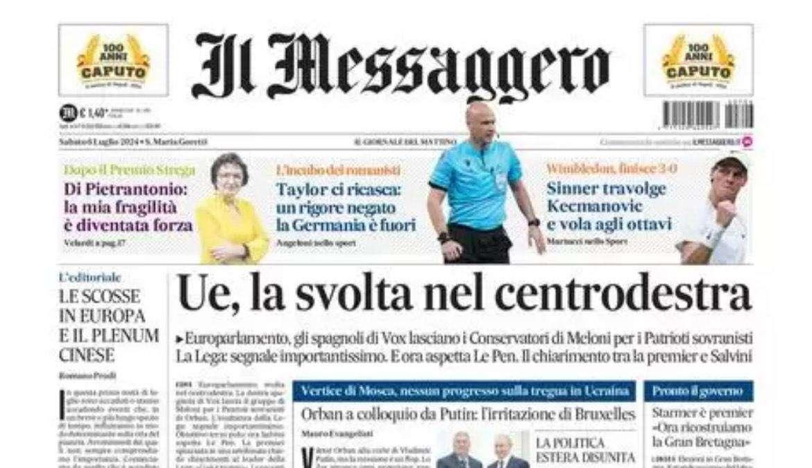 Il Messaggero - Taylor ci ricasca: un rigore negato la Germania è fuori