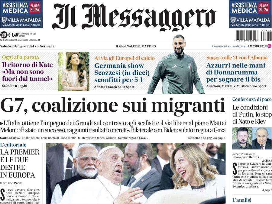 Il Messaggero . Azzurri nelle mani di Donnarumma per sognare il bis