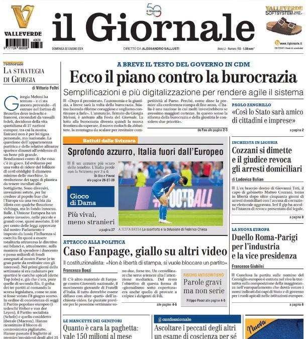 Il Giornale - Vergogna azzurra: è un'Italia coi buchi