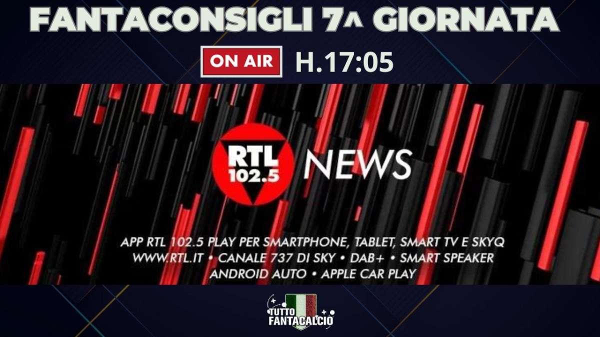Fantacalcio, i nostri consigli per la 7^ giornata su Rtl 102.5 news