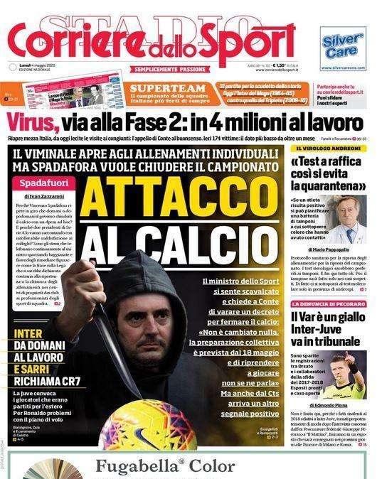 L'apertura del Corriere dello Sport: "Attacco al calcio"