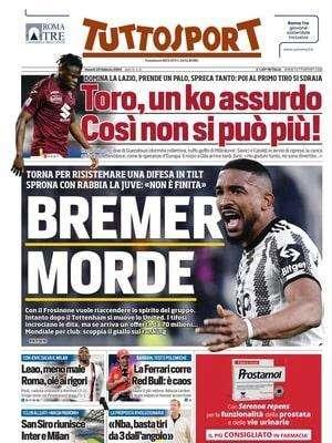 Tuttosport: "Bremer morde. Col Frosinone vuole riaccendere lo spirito di gruppo"