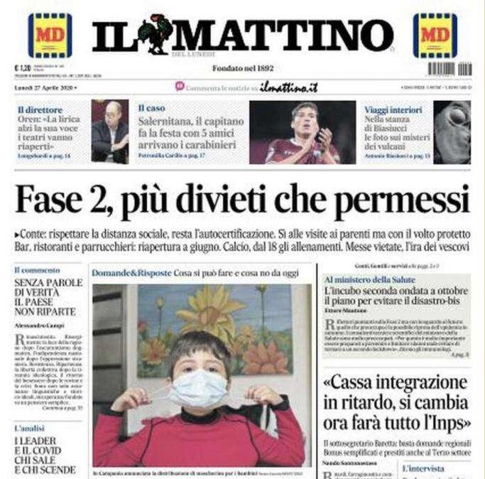 Il Mattino: "Conte apre, ma c'è il caso protocollo"