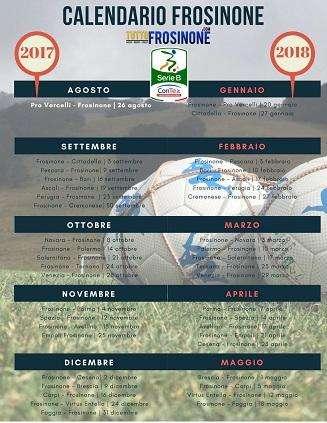 TUTTO IL CALENDARIO 2017/2018 DEL FROSINONE - GRAFICO DA SCARICARE