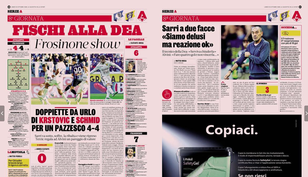 Rassegna stampa del lunedì: i quotidiani esaltano il Frosinone show nel 4-4 di Bergamo