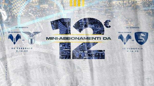 Hellas Verona: mini abbonamenti a partire da 12 euro per le gare interne con Lazio e Salernitana 