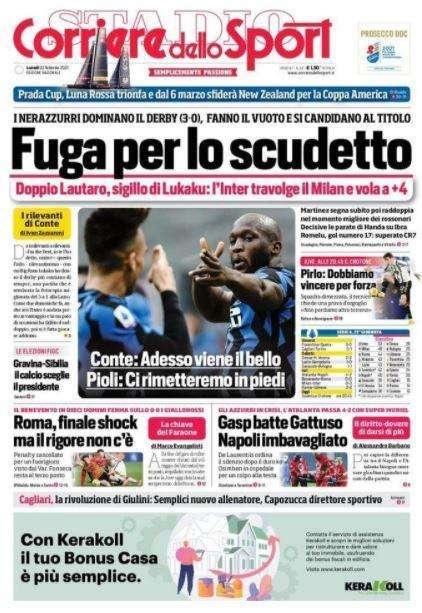 Corriere dello Sport, l'apertura: "Fuga per lo scudetto"
