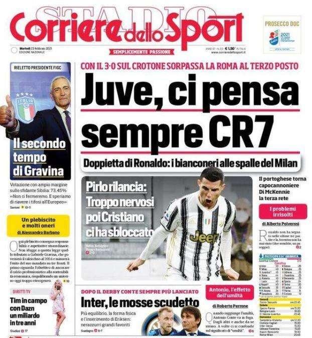 L'apertura del Corriere dello Sport: "Juve, ci pensa sempre CR7"