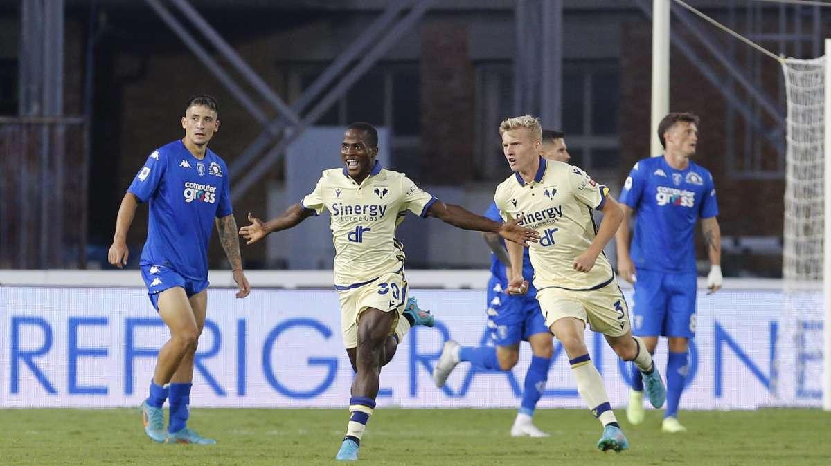 Verona-Empoli: all'andata 1-1 con l'unico gol stagionale di Kallon