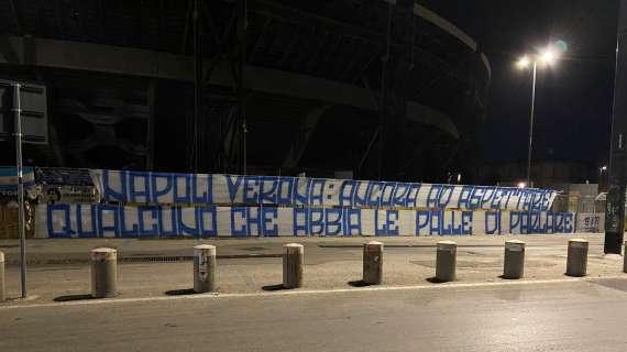 Napoli-Verona, striscione di contestazione dei tifosi partenopei