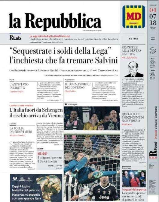 La Repubblica - Cristiano tentazione Juve 