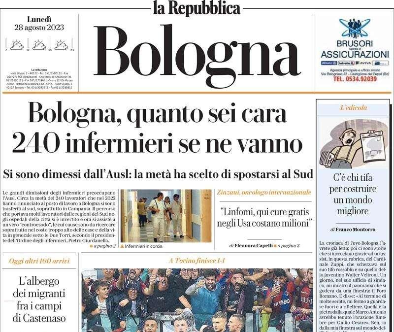 Repubblica Bologna - Un bel Bologna blocca la Juve 