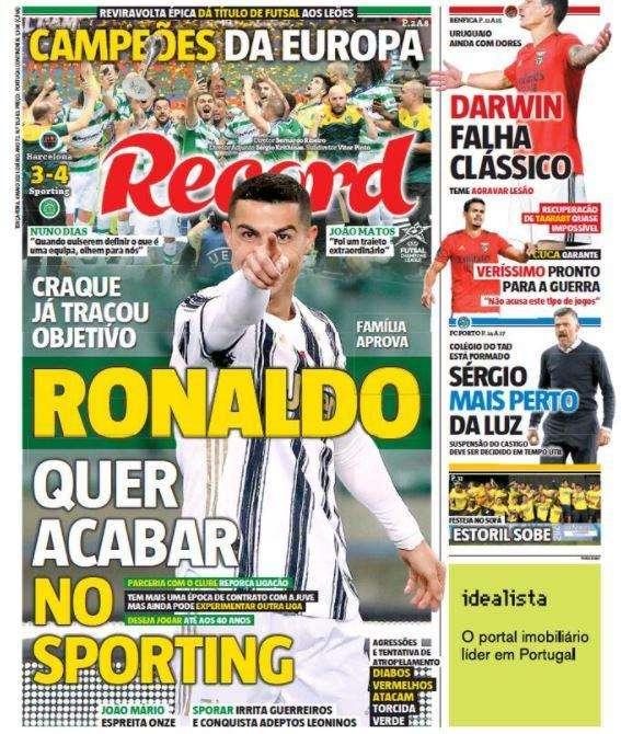 Record - Cristiano vuole chiudere allo Sporting 