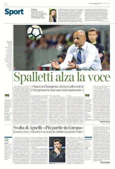 Corsera - Spalletti alza la voce