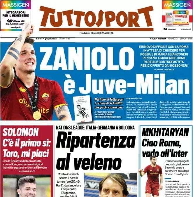 Tuttosport - Zaniolo, e’ Juve-Milan
