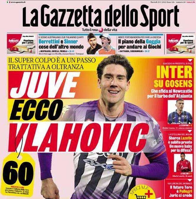 Gazzetta - Juve, ecco Vlahovic 