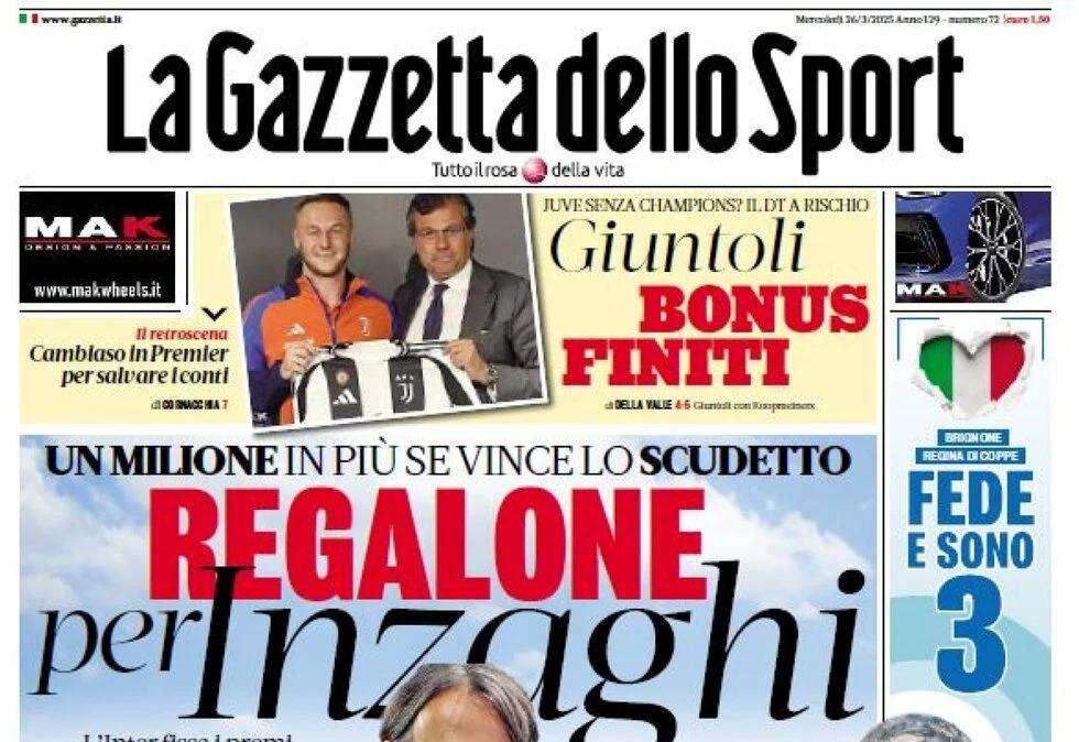 Gazzetta - Giuntoli permanenza non scontata 