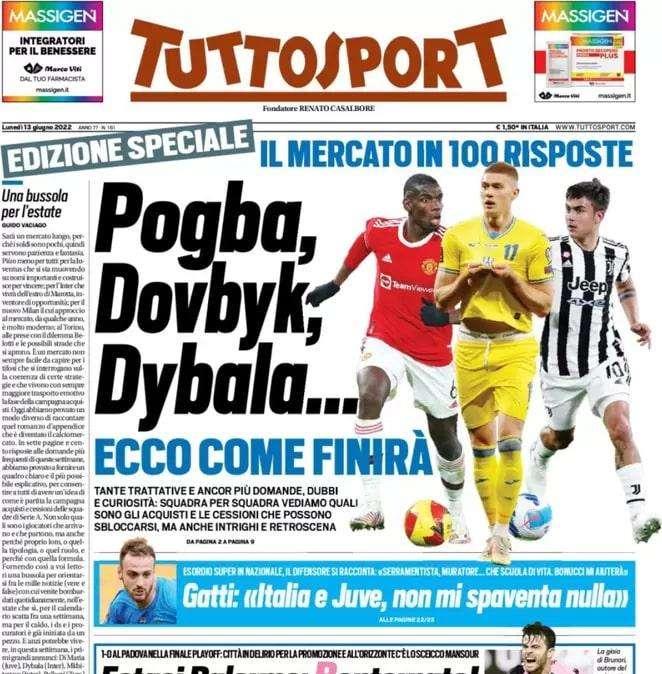 Tuttosport - Pogba, Dovbyk, Dybala...ecco come finirà