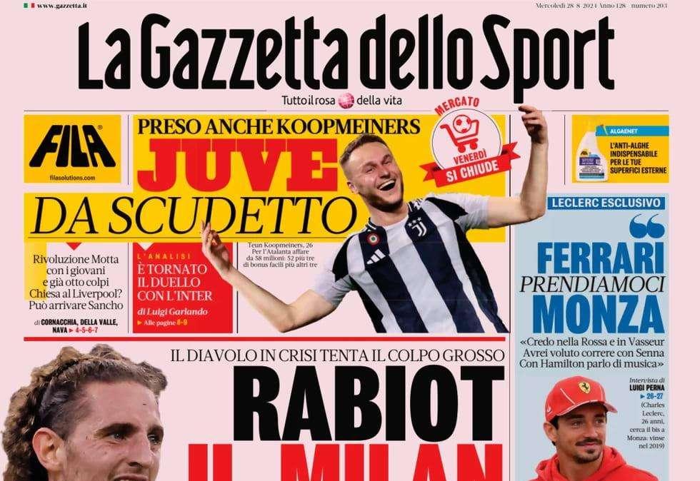 Gazzetta - Juve da scudetto, il Milan ci prova per Rabiot