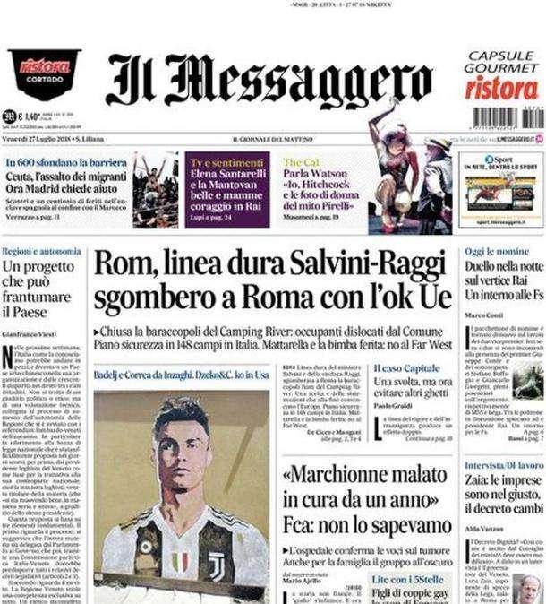 Il Messaggero - Ronaldo inizia a Verona 