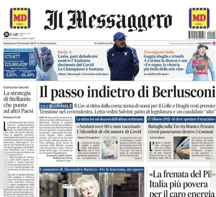 Il Messaggero - Lazio, Champions lontana 