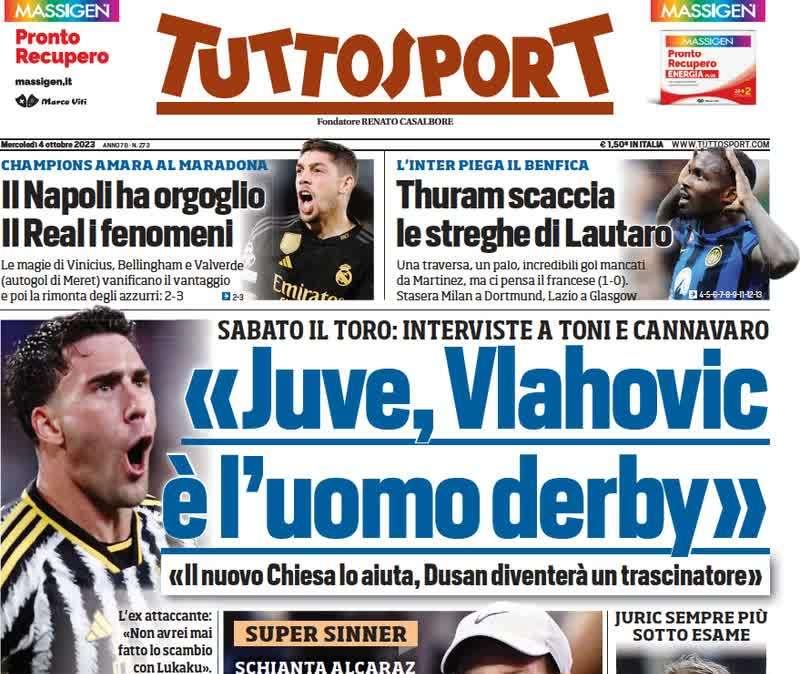 Tuttosport- Juve, Vlahovic è l’uomo derby