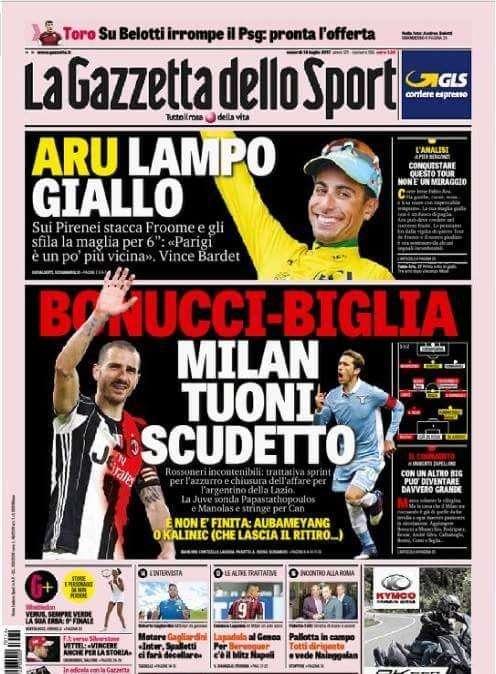 Gazzetta - Milan, tuoni scudetto 