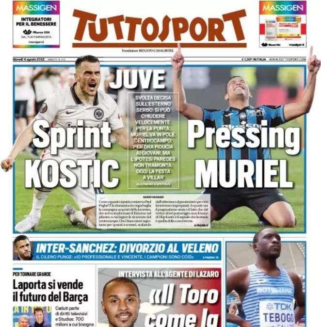 Tuttosport - Sprint Kostic e pressing Muriel 