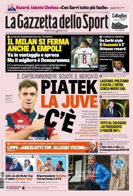 Gazzetta - Juve già in pole per Piatek