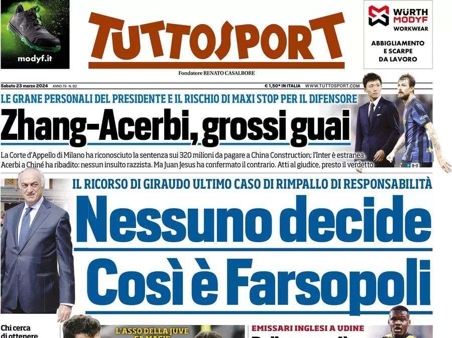 Tuttosport -  Nessuno decide, così e’ Farsopoli 
