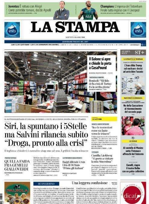 La Stampa - Rottura con Allegri