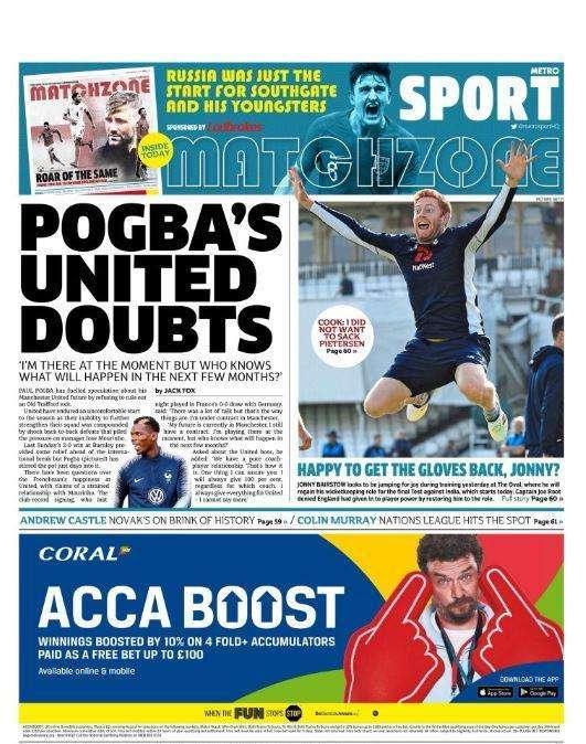 Metro - I dubbi di Pogba sullo United