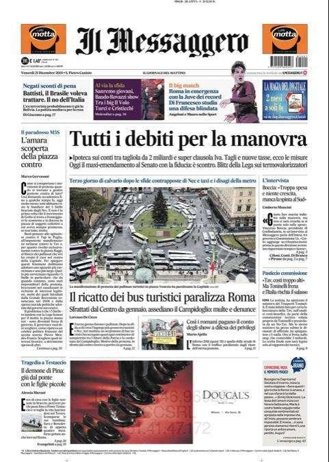 Il Messaggero - Roma in emergenza, Juve da record