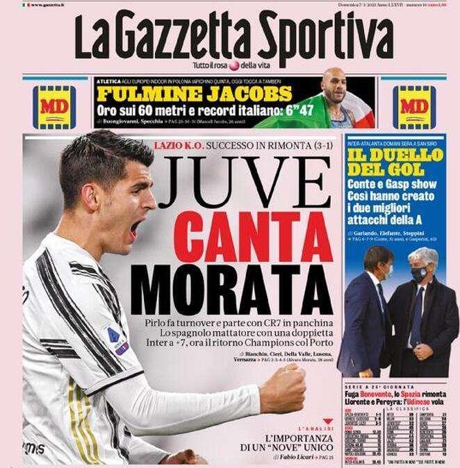 Gazzetta - Juve, Canta Morata