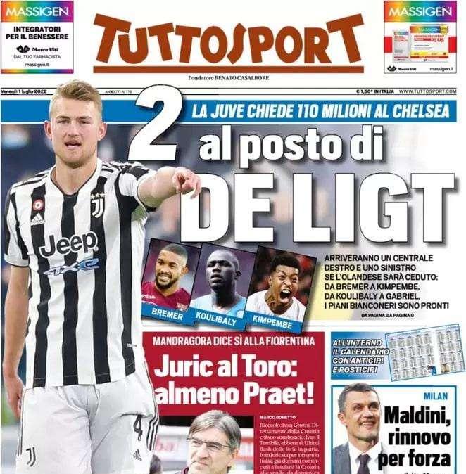 Tuttosport - 2 al posto di De Ligt