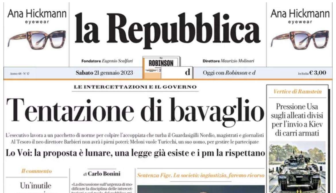 Repubblica - Stangata per la Juve 