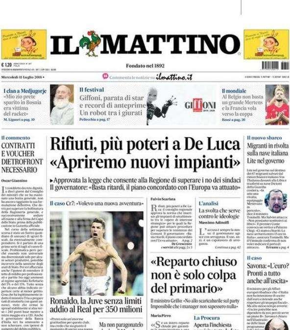 Il Mattino - Non paragonate Ronaldo a Maradona 