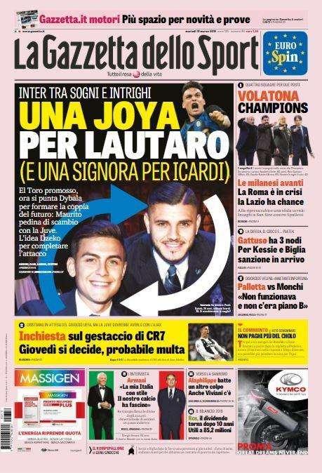 Gazzetta - L’Inter si muove per Dybala e la Juve per Icardi 
