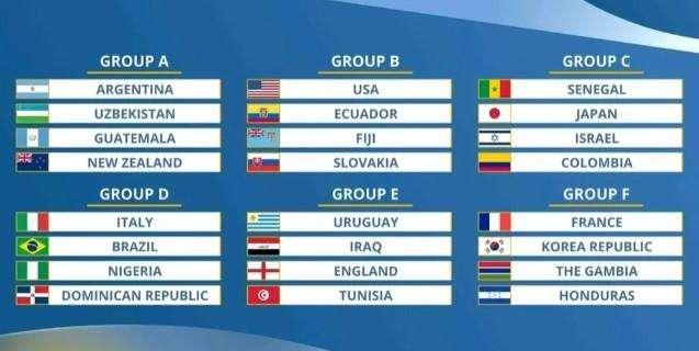 Mondiali U20, i gironi: Italia con Brasile, Nigeria e Repubblica Dominicana